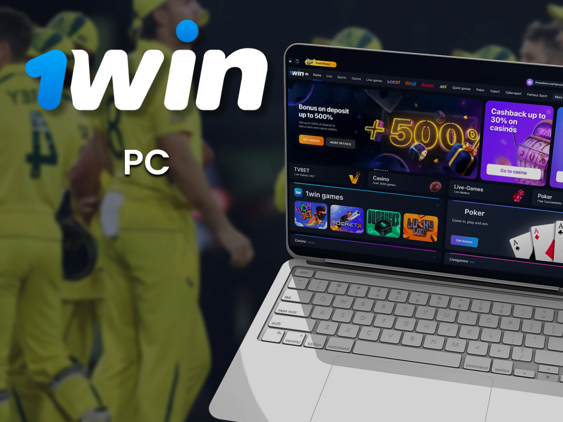 Use 1Win official website to bet and play on Windows and macOS.