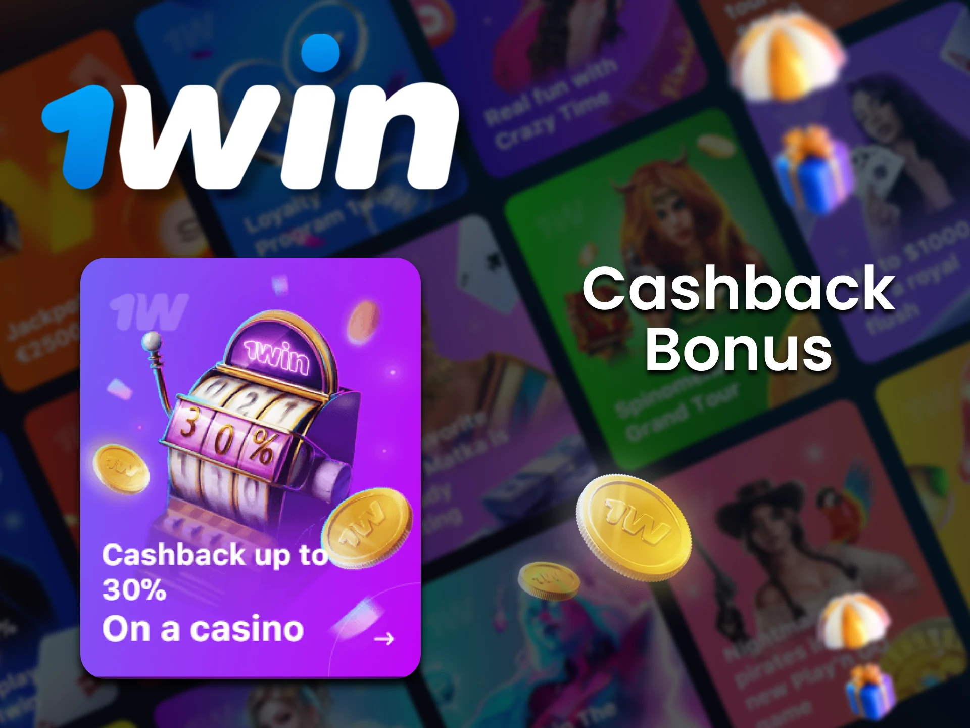 You can get a 30% cashback bonus for 1Win Football betting.
