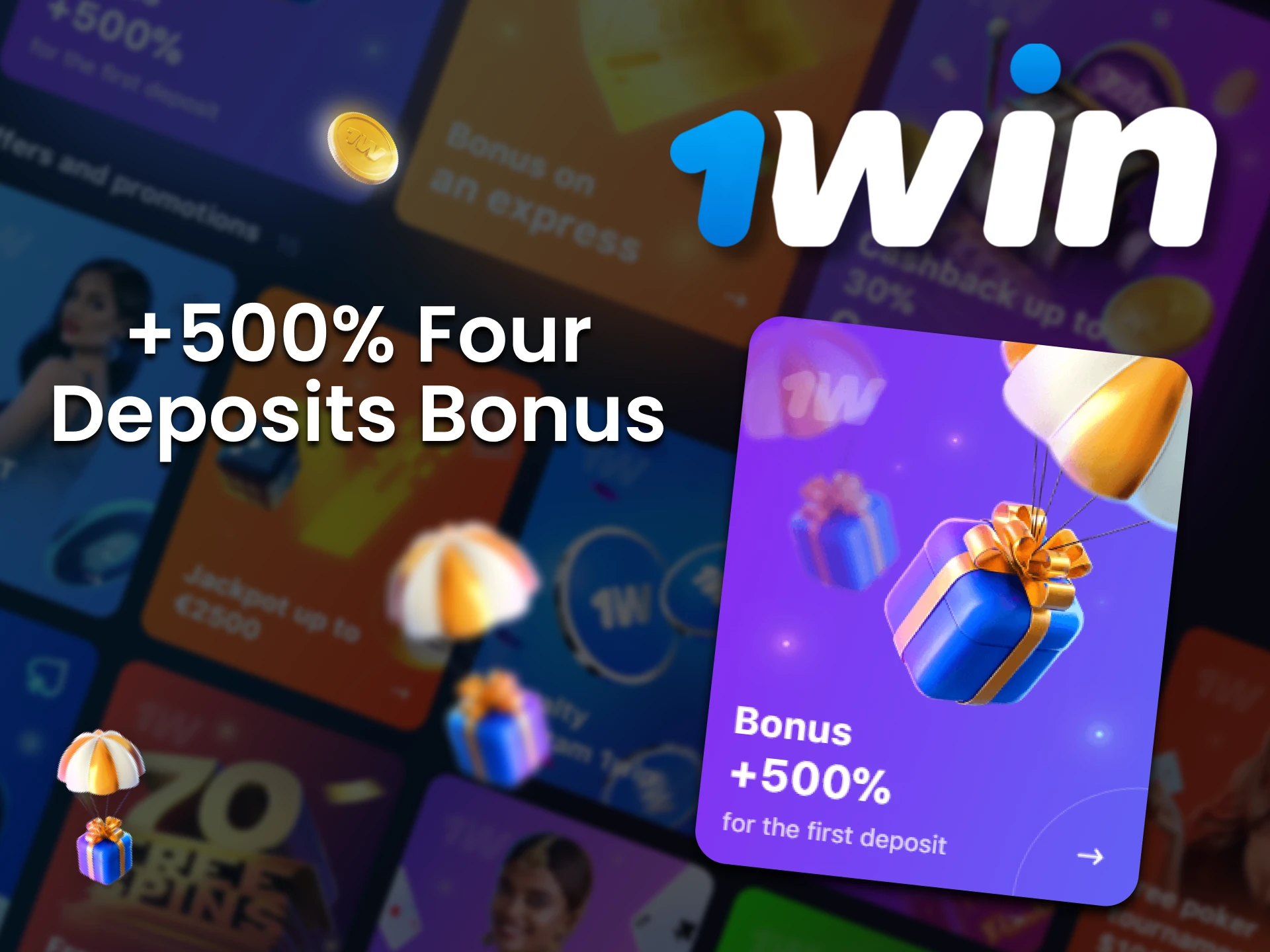 You can get +500% for the first four deposits at 1Win.