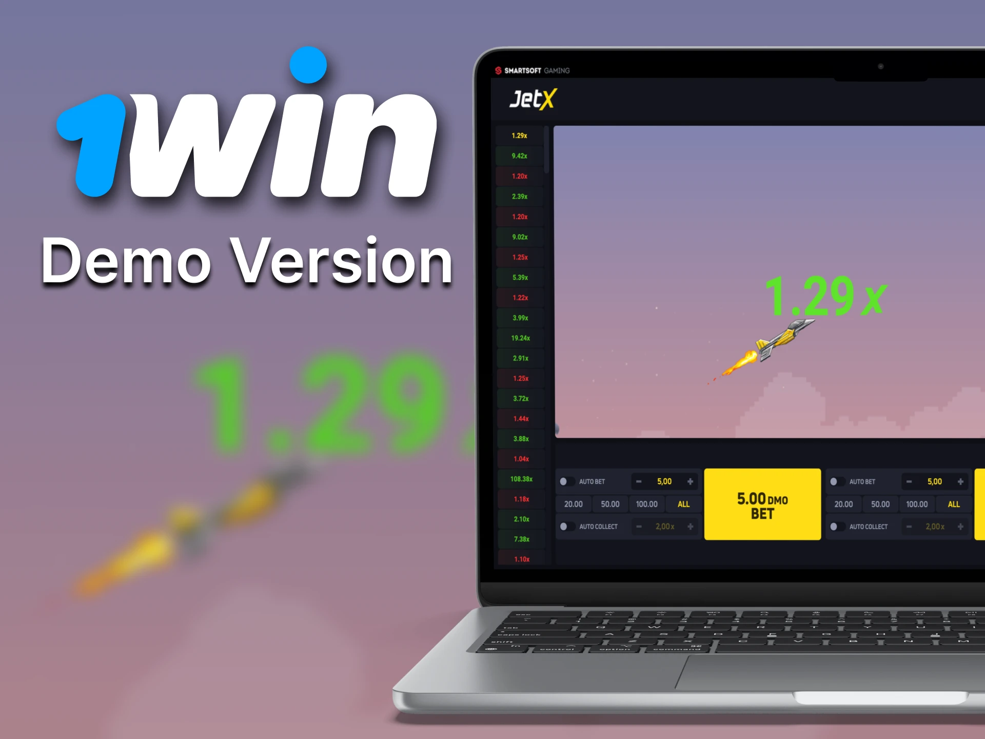 Try JetX game in a risk-free demo mode on 1Win.