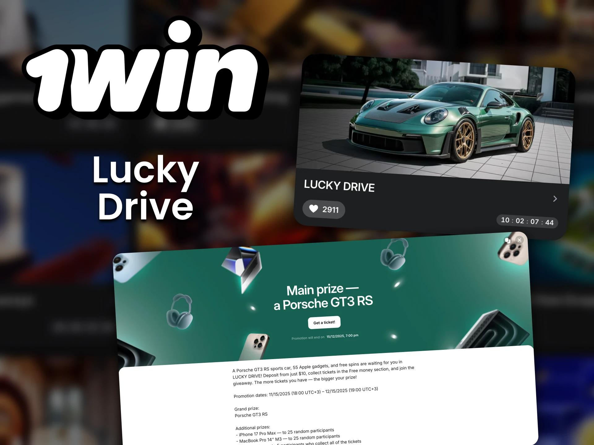 Lucky Drive is a huge giveaway from 1win platform.