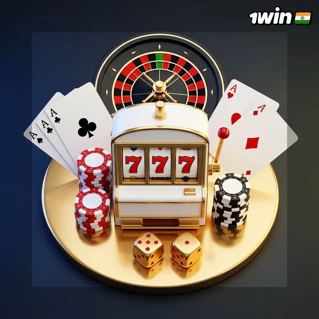 1win Casino India game lobby showing slots, crash games, Andar Bahar, Teen Patti, and table games with INR stakes